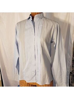 Ladies Vintage MR WITT Single Needle Tailoring Button Down in Blue - S